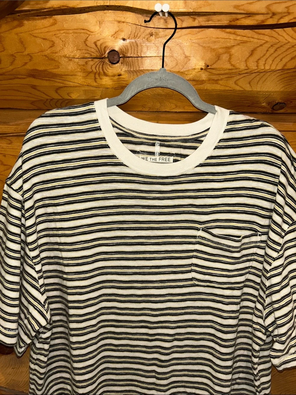 Free People NWOT All Love Striped Pocket Tee Size Small in Tea Combo
